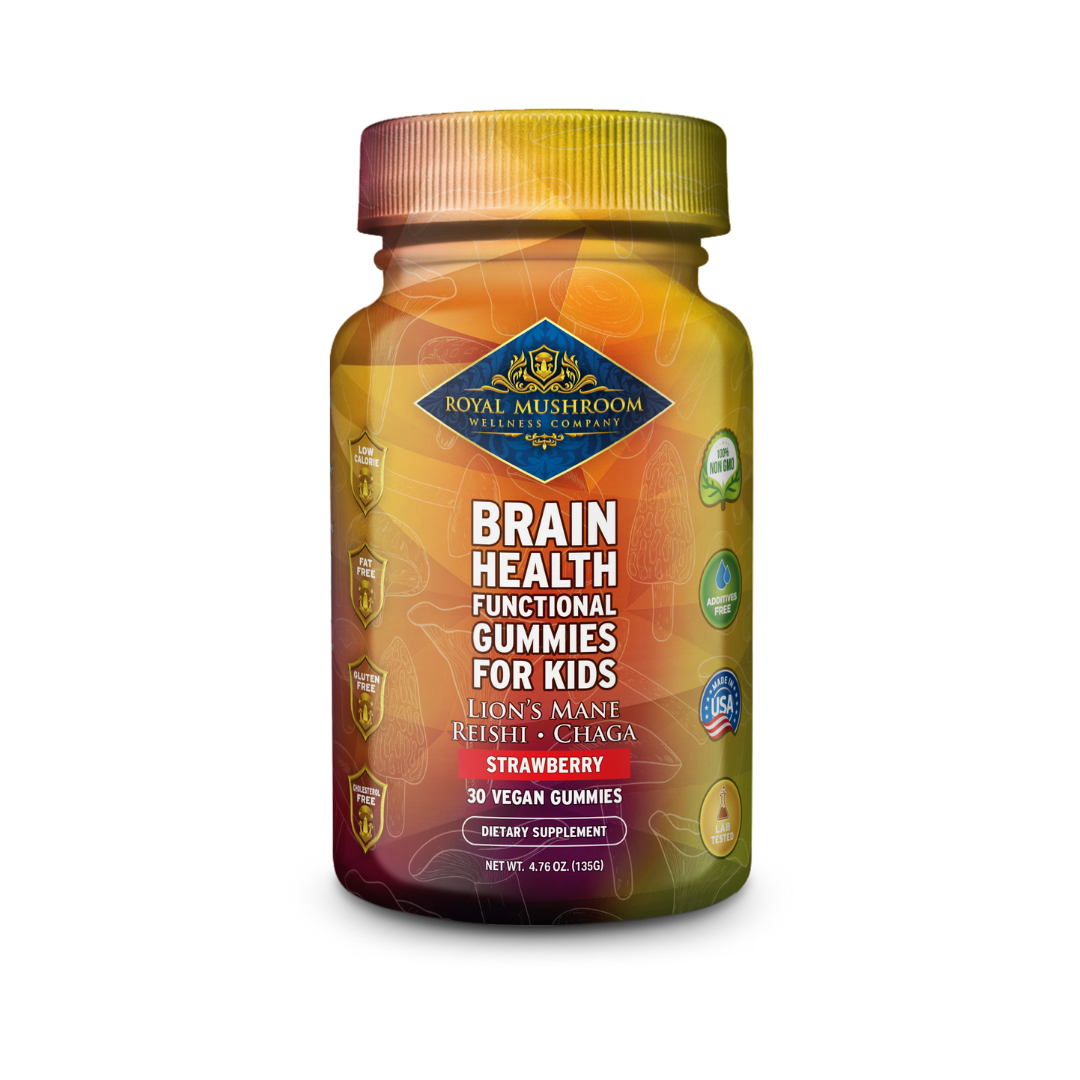 brain health mushroom mix gummies for kids strawberry flavor 30 ct