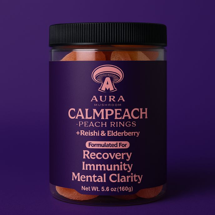 CALM Peach Rings - Reishi & Elderberry | Aura Mushroom