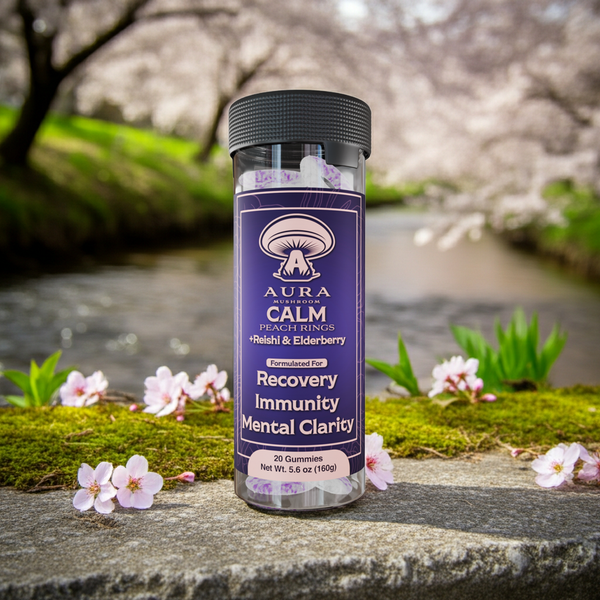 CALM Peach Rings - Reishi & Elderberry | Aura Mushroom