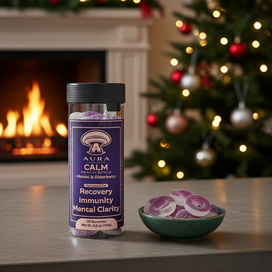 CALM Peach Rings - Reishi & Elderberry | Aura Mushroom