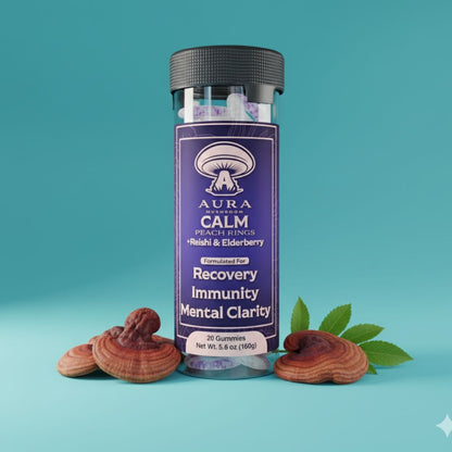 CALM Peach Rings - Reishi & Elderberry | Aura Mushroom